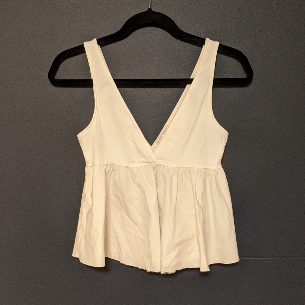 Urban Outfitters White Peplum Tank Top Small